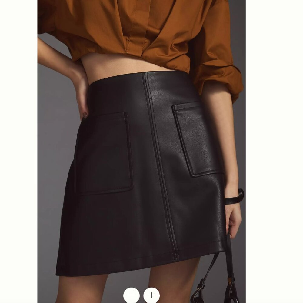 Brand new Maeve faux leather a-line mini skirt in black, sz small